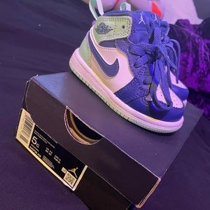 Toddler 5C Jordan 1 mid - Mystic Navy//Mint Foam/White